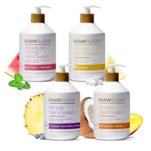 Raw Sugar - Hand Wash 4 Pack (16.9 oz) - Variety Scents Bundle